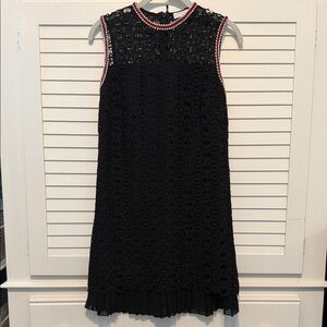 Sandro Black Sleeveless Dress with Red Trim